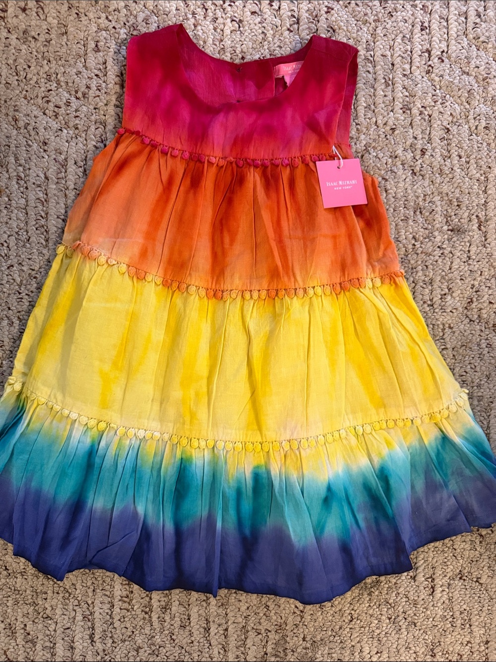 Isaac Mizrahi Pink Orange Yellow Blue Tiered Girls Dress